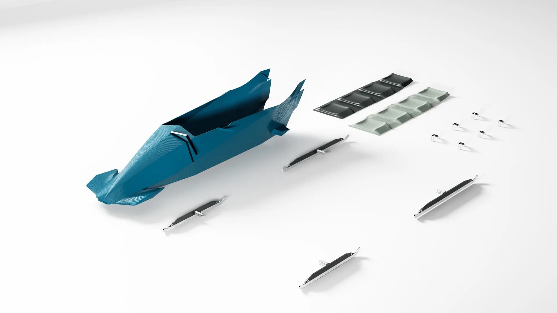 Bobsled exploded view — all components