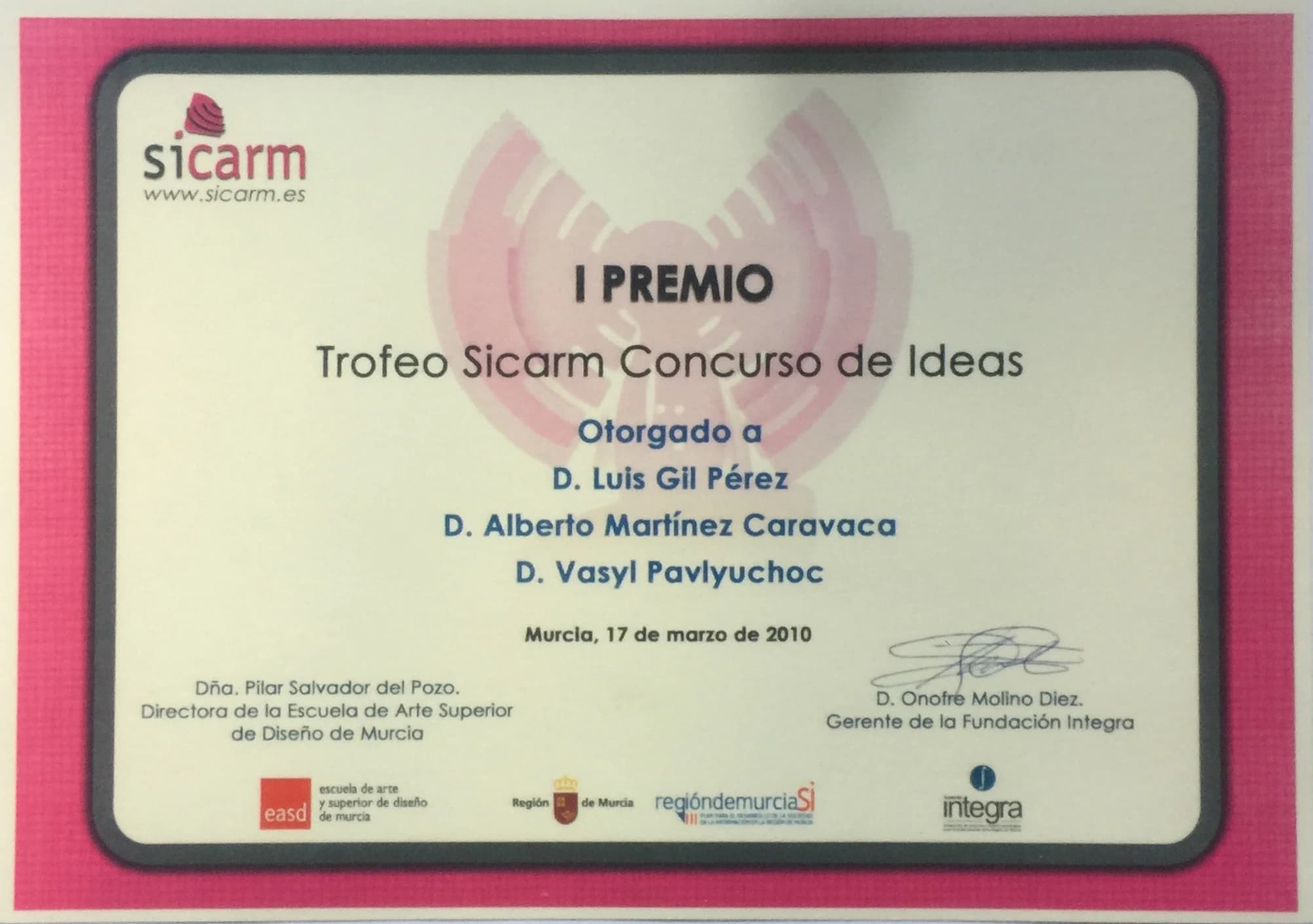 I Premio — Trofeo Sicarm Concurso de Ideas